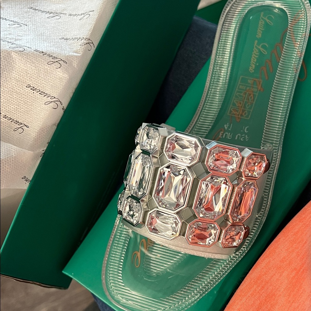 Lauren Lorraine Crystal Embellished Sandals - Silver and Pink